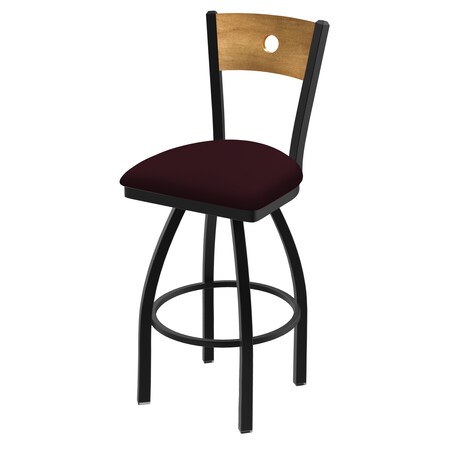 Holland Bar Stool Co 25" Swivel Counter Stool, Black Wrinkle, Med Back, Canter Bordeaux Seat 83025BWMedMplB005